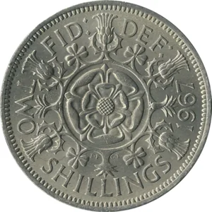 British florin (two shillings), reverse