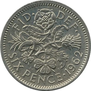 British sixpence, reverse