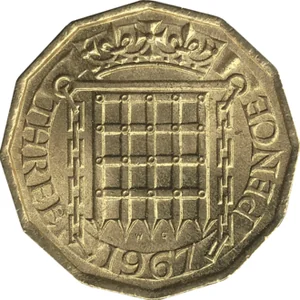 British brass threepence, reverse